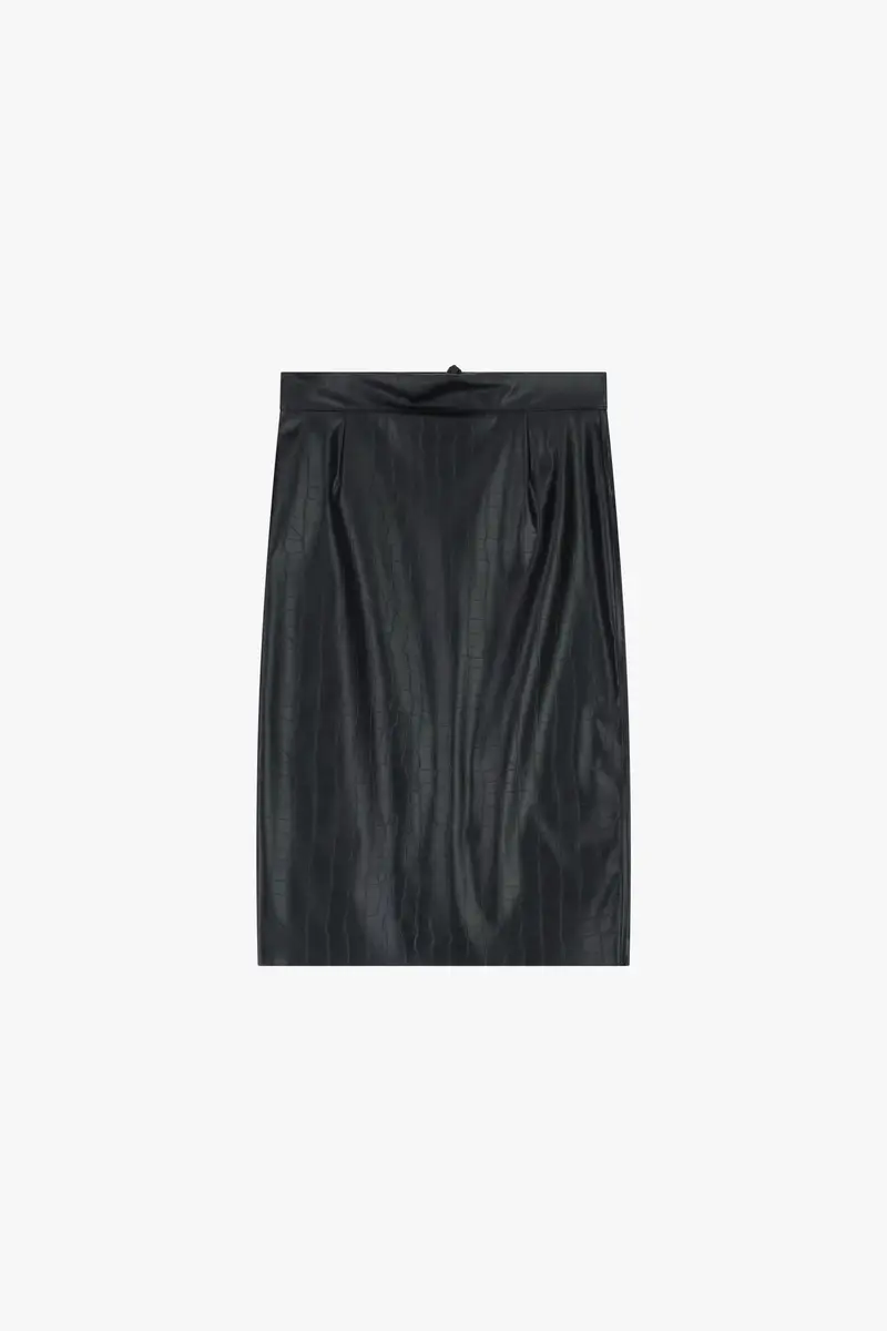 Gonna a tubino lunghezza media effetto animalier