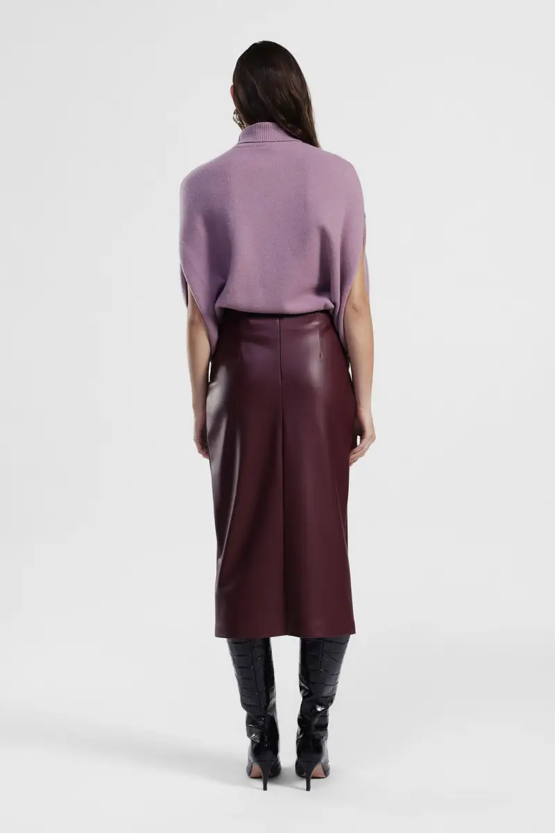 Gonna a tubino midi con drappeggio e spacco anteriore miniatura 3