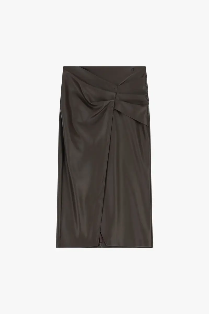 Gonna a tubino midi con drappeggio e spacco anteriore