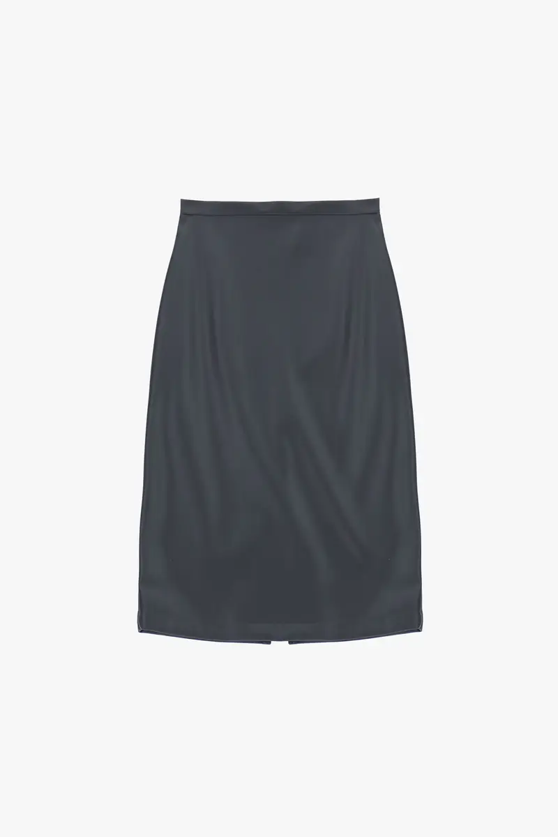 Gonna a tubino midi vita alta con spacco posteriore