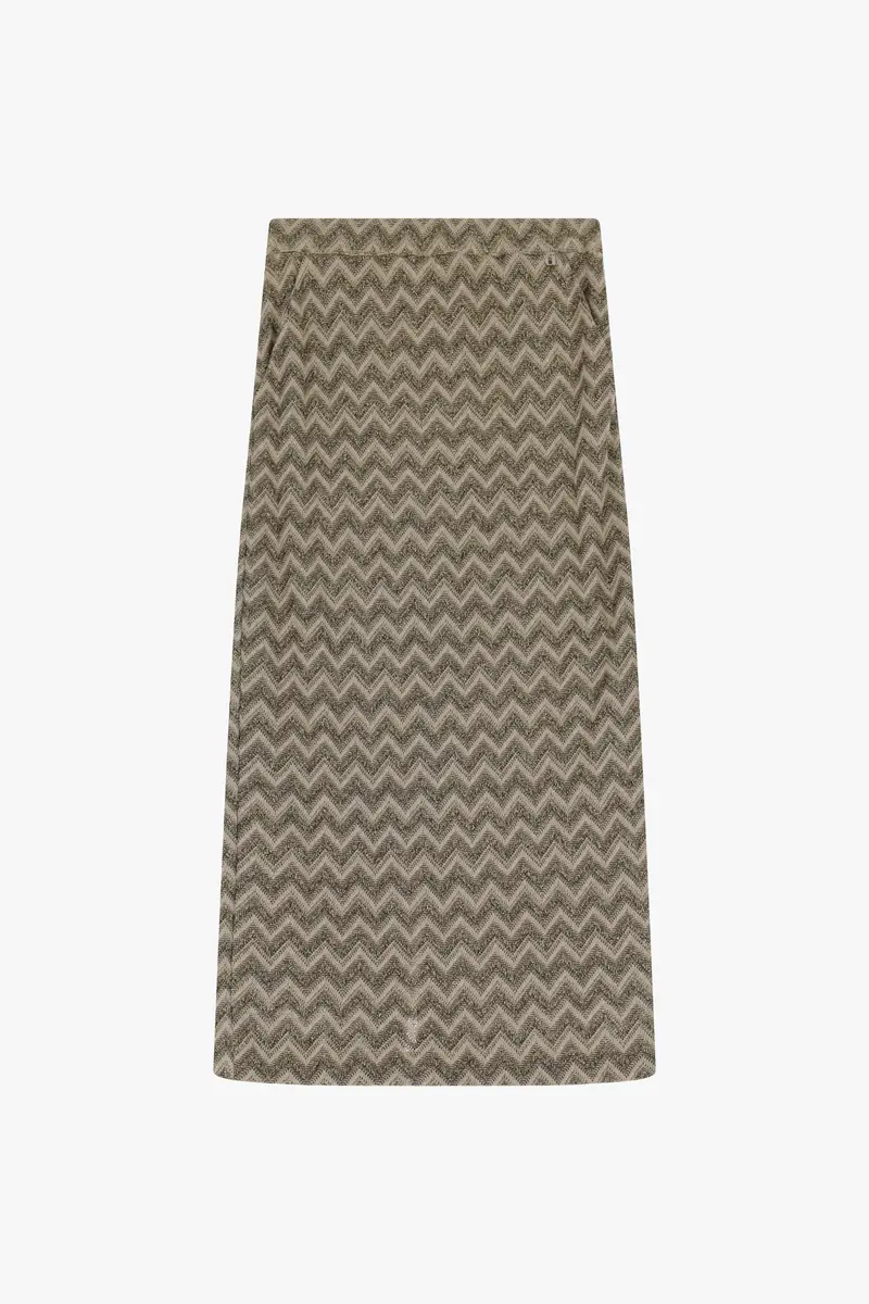 Gonna a vita alta con fantasia geometrica