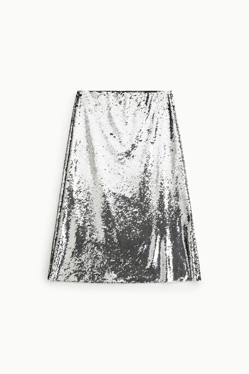 Gonna a vita alta midi con paillettes