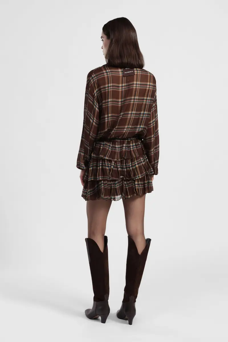 Gonna corta a balze con stampa scozzese miniatura 3