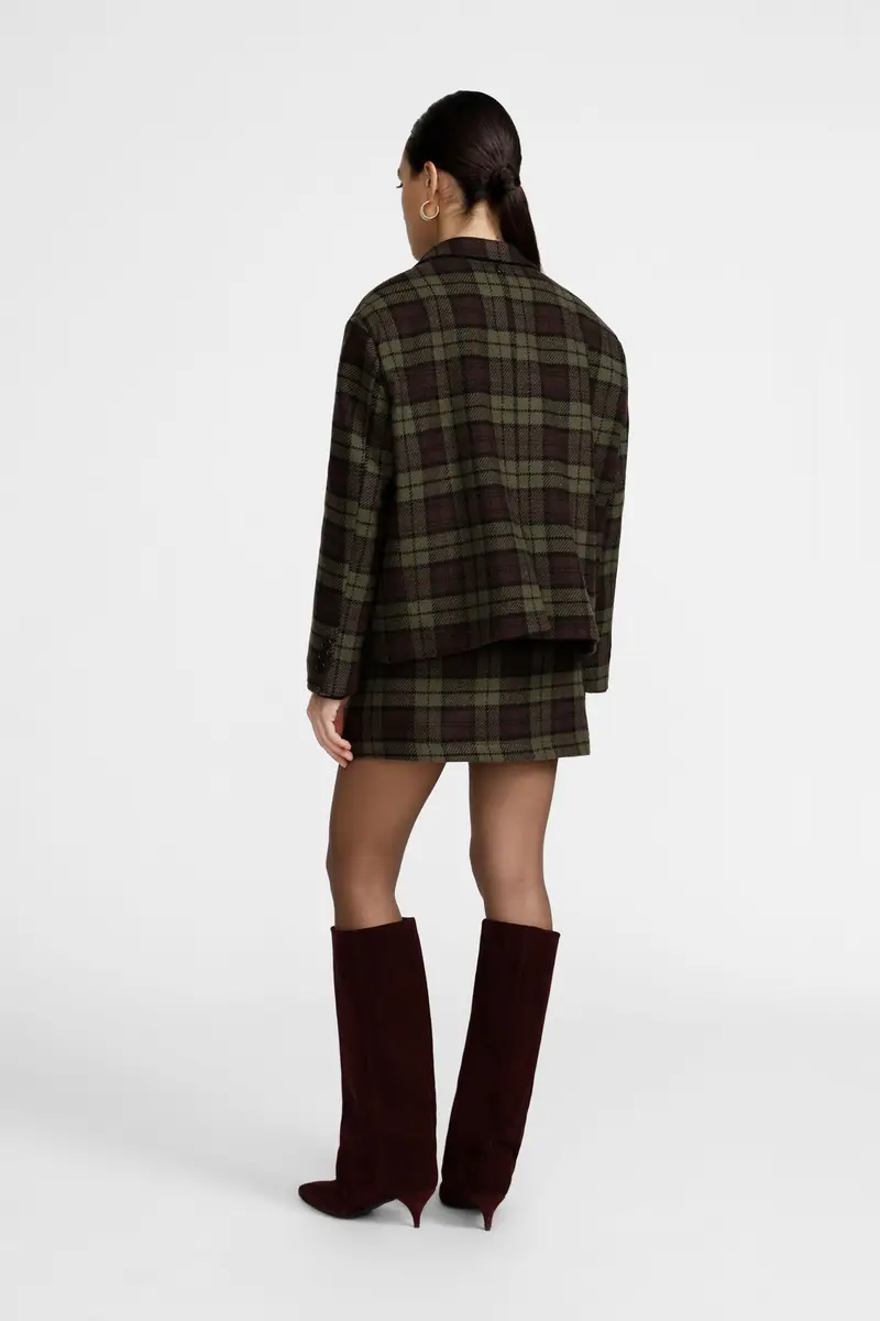 Gonna corta a vita alta motivo scozzese miniatura 2