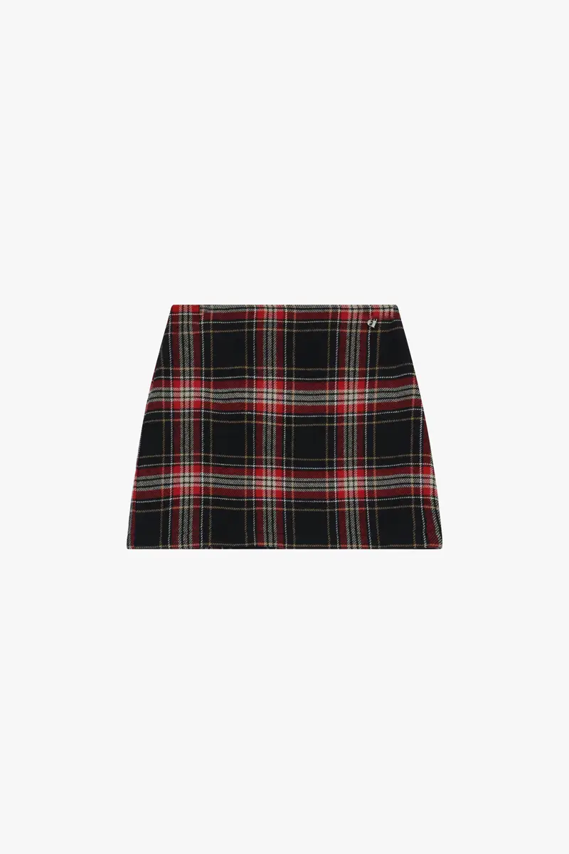 Gonna corta a vita alta motivo tartan