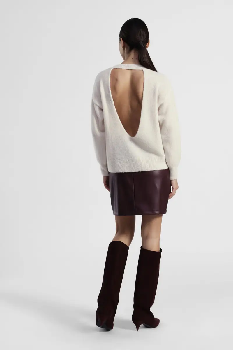 Gonna corta a vita alta tinta unita miniatura 3