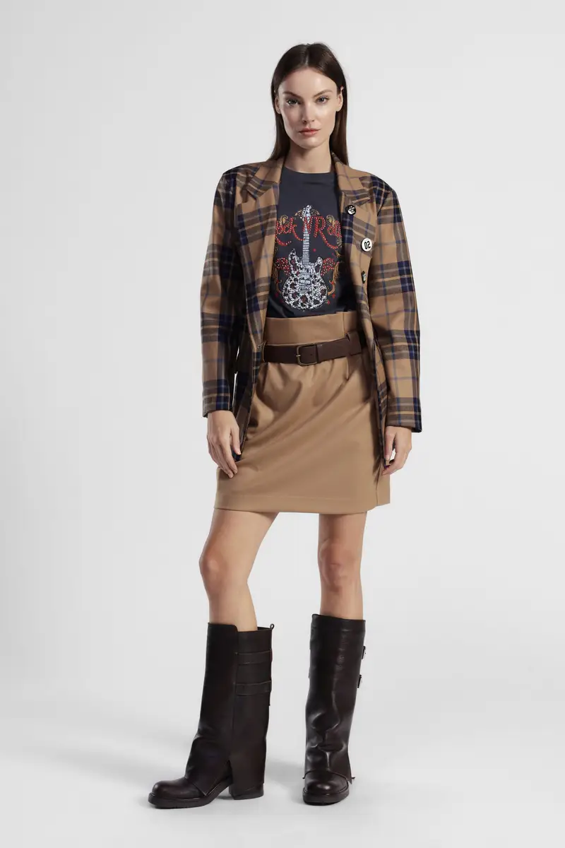 Gonna corta con cintura e pieghe frontali miniatura 2