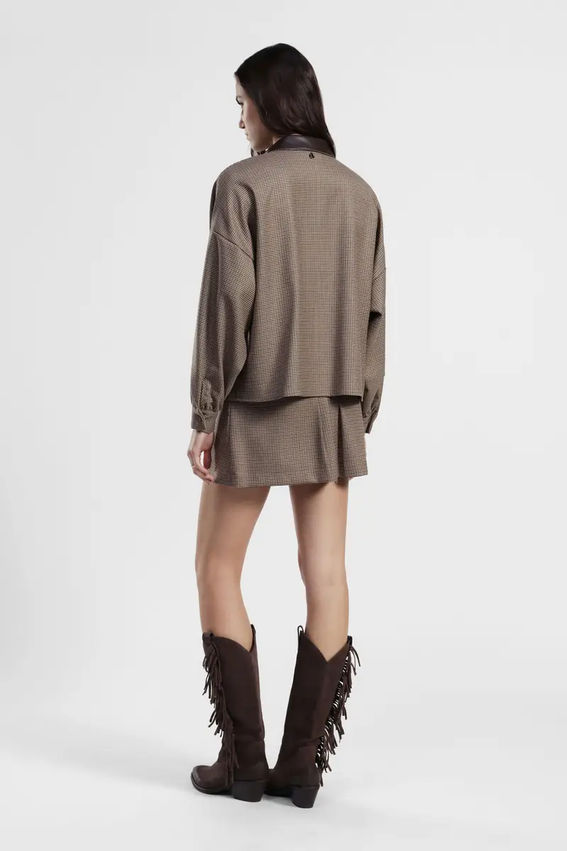 Gonna corta con pieghe e tasche a contrasto miniatura 3