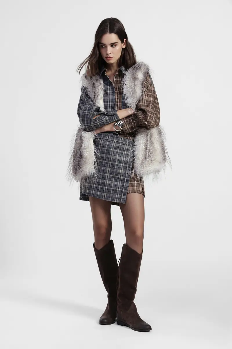 Gonna corta incrociata fantasia scozzese doppia miniatura 2