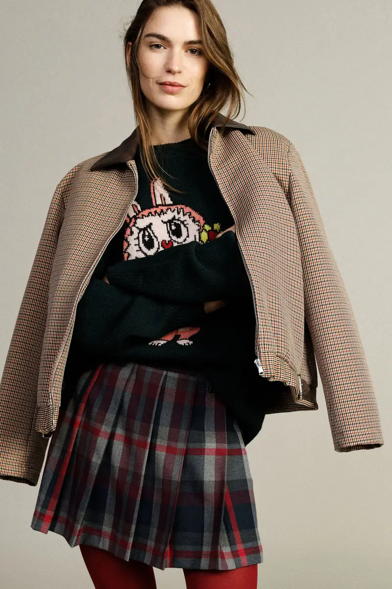 Gonna corta plissettata fantasia scozzese con cintura miniatura 2