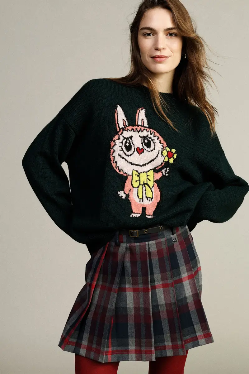 Gonna corta plissettata fantasia scozzese con cintura miniatura 4