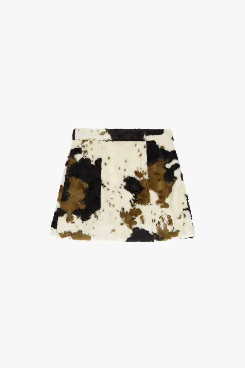 Gonna corta stampa animalier vita alta