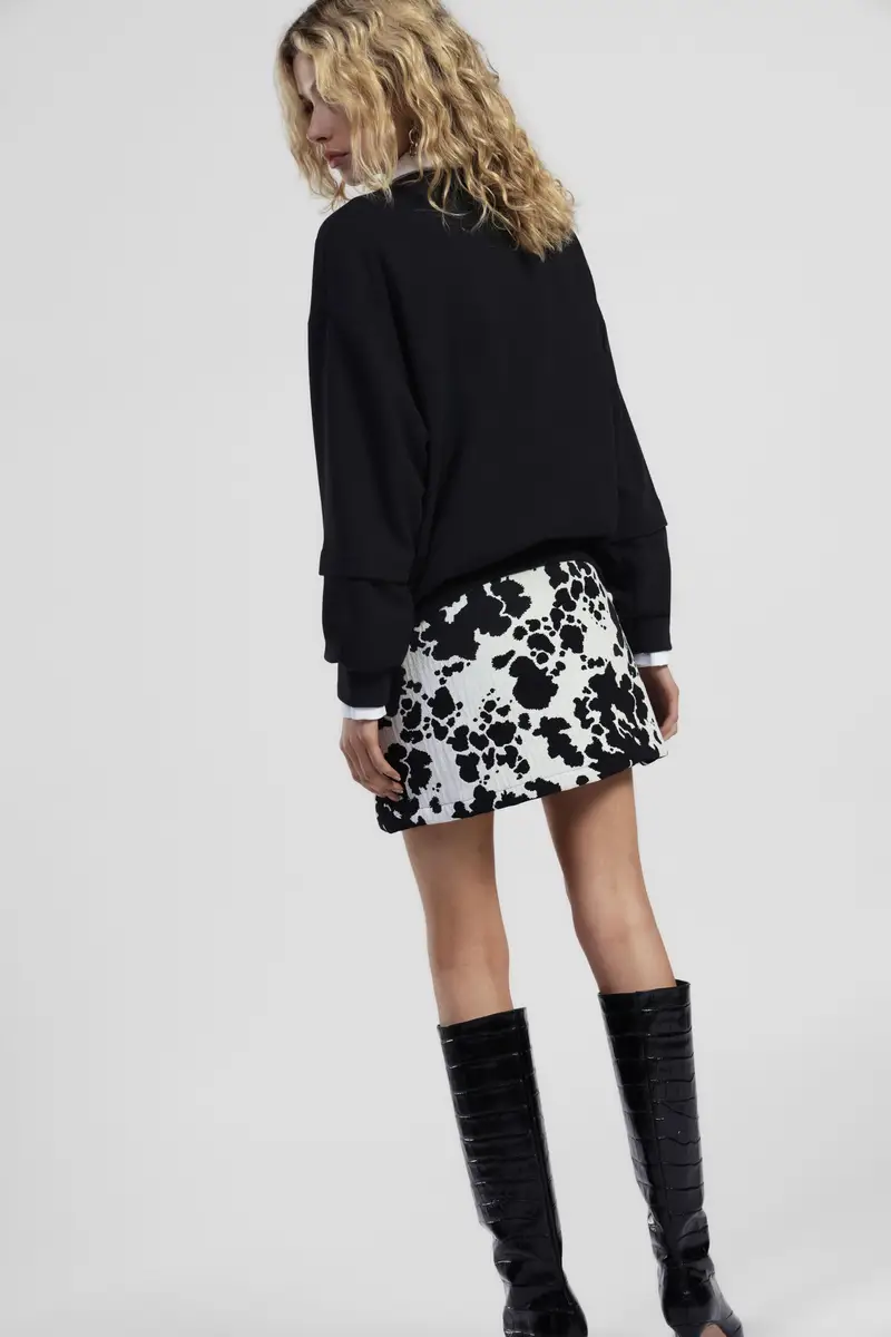 Gonna corta stampata a vita alta fantasia grafica miniatura 3