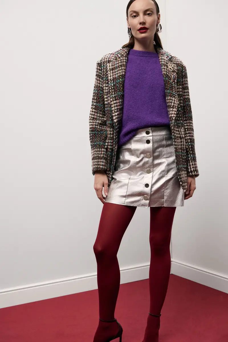 Gonna corta vita alta con bottoni frontali miniatura 2