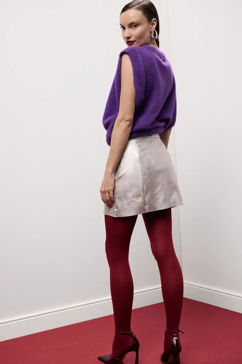 Gonna corta vita alta con bottoni frontali miniatura 3