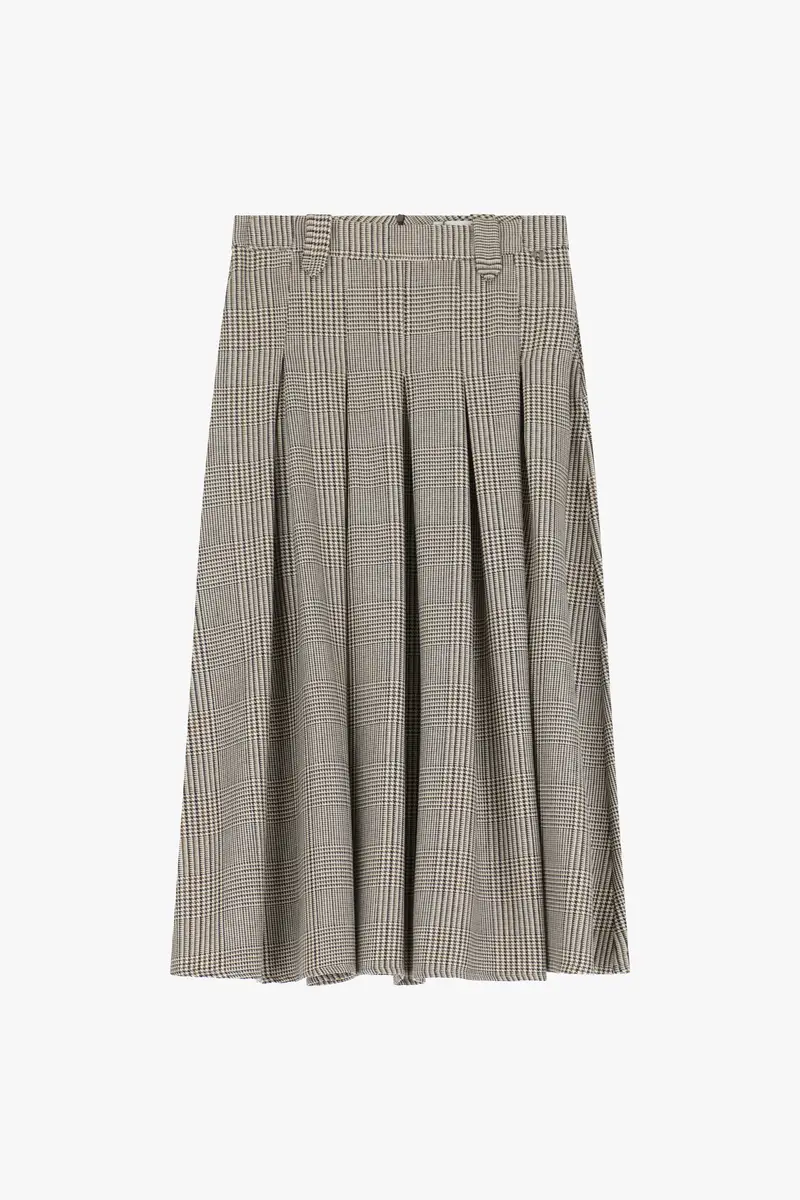 Gonna lunga a pieghe a quadri