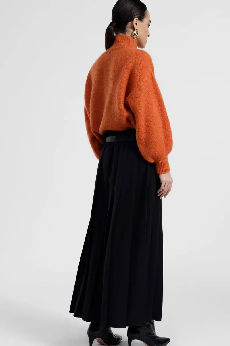 Gonna lunga a pieghe con doppia cintura miniatura 3