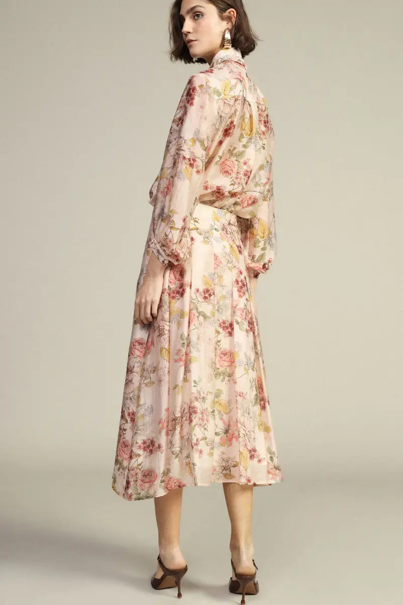 Gonna lunga a pieghe fantasia floreale miniatura 3