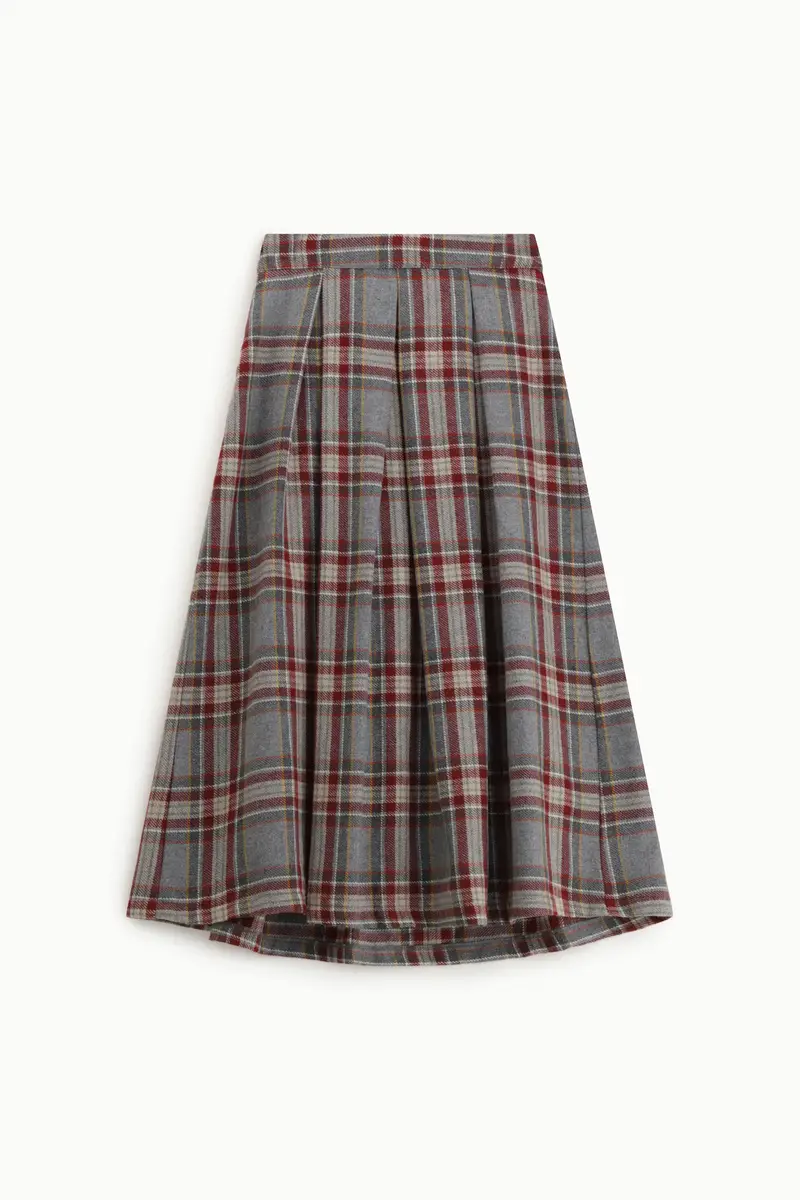 Gonna lunga a pieghe fantasia scozzese vita alta