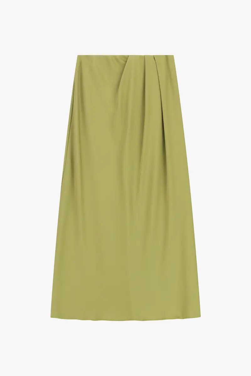 Gonna lunga a vita alta con drappeggio frontale