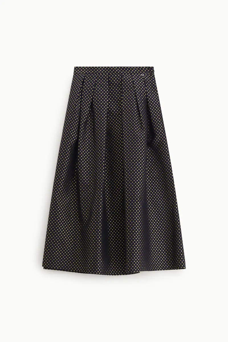 Gonna lunga a vita alta con motivo a pois