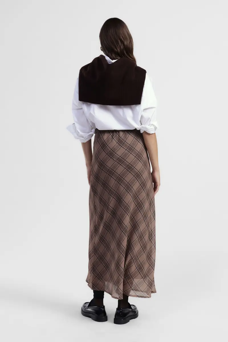 Gonna lunga a vita alta motivo scozzese miniatura 3