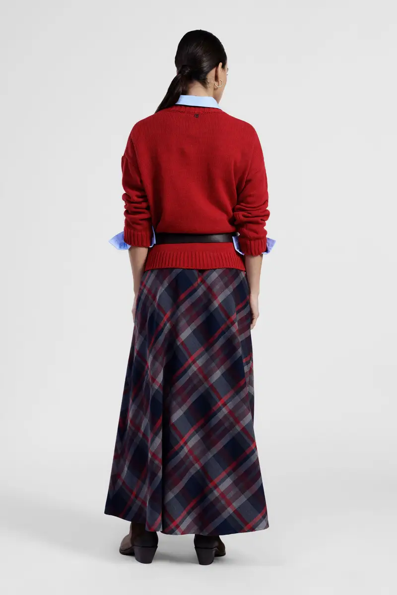 Gonna lunga a vita alta motivo scozzese miniatura 3