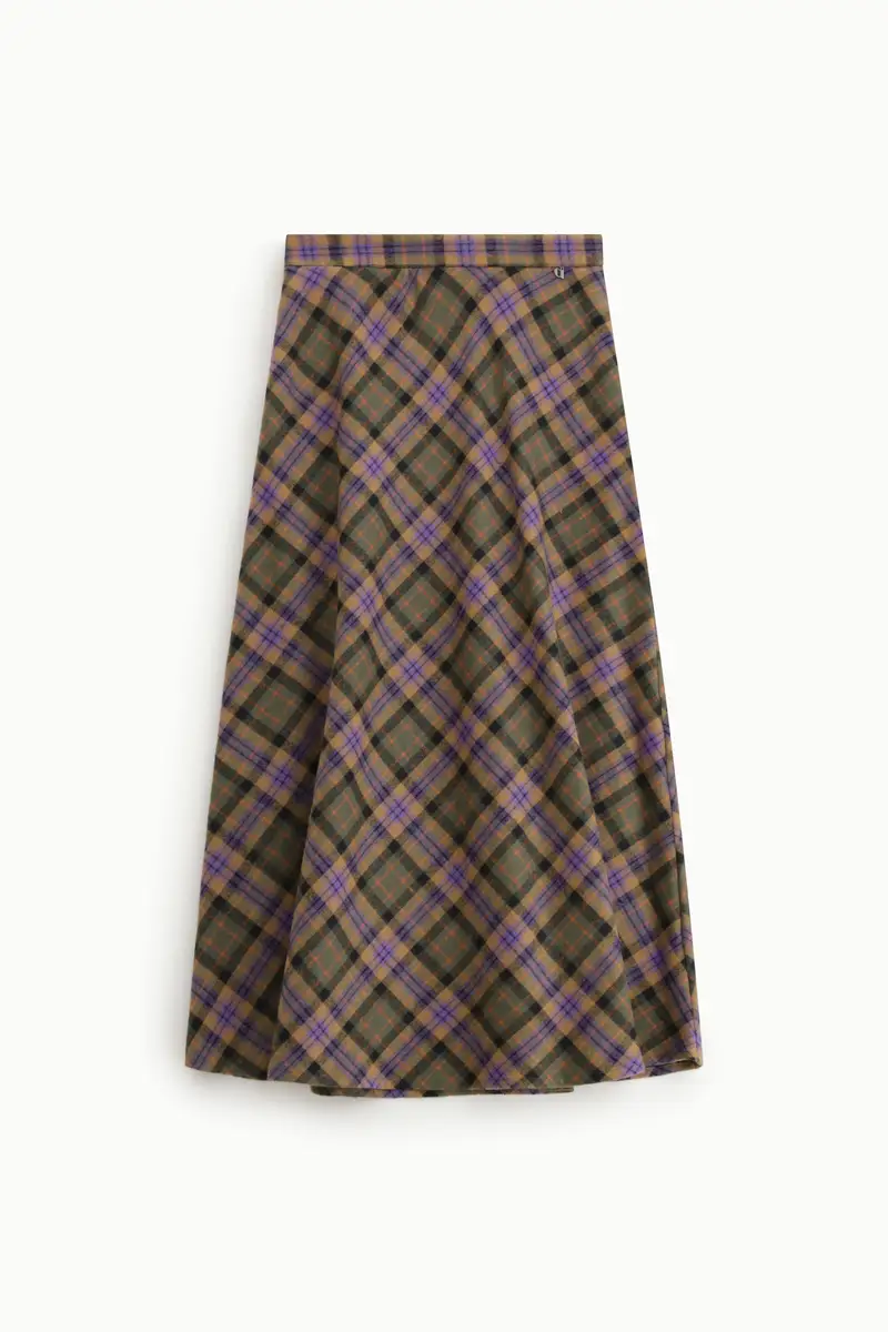 Gonna lunga a vita alta motivo tartan svasato