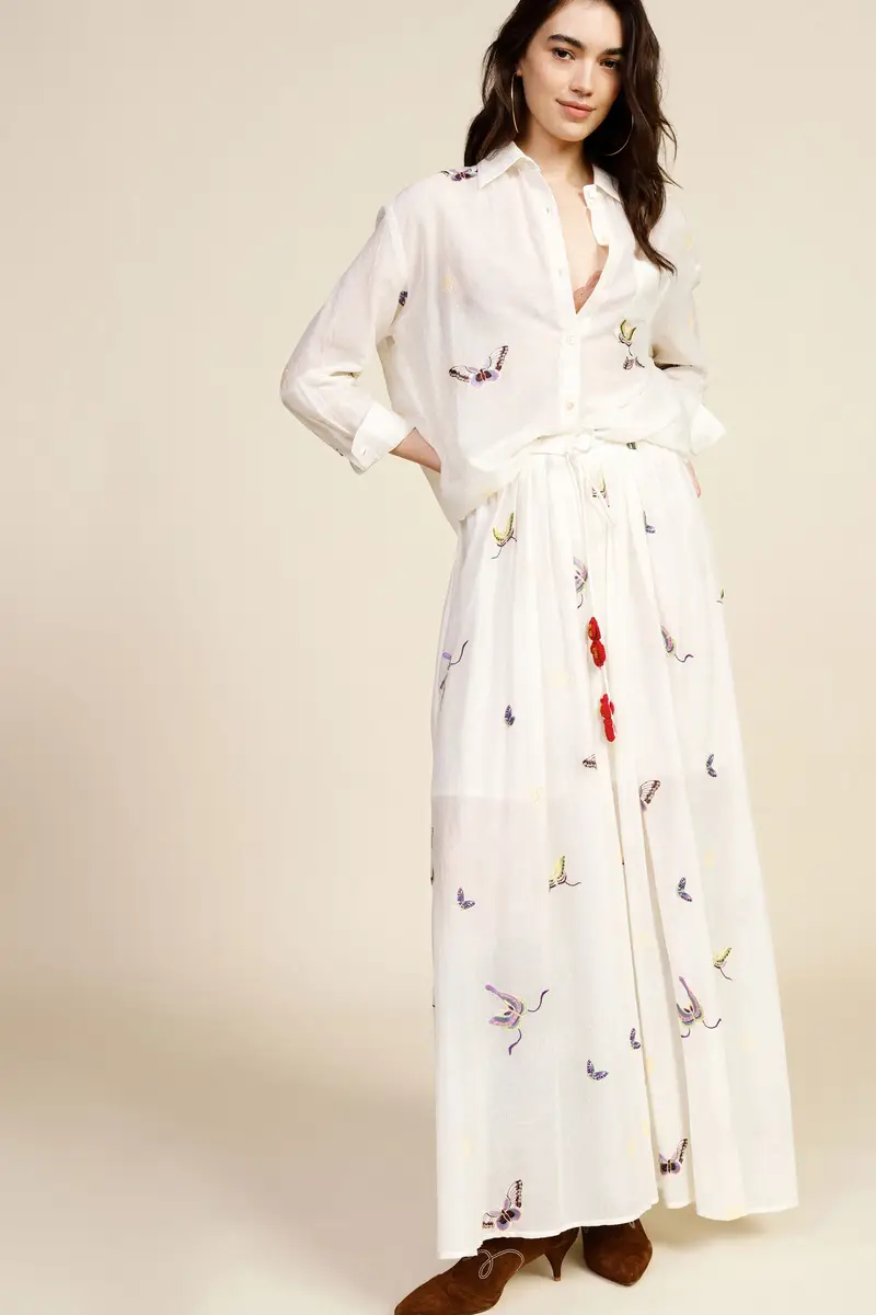 Gonna lunga ampia con stampa farfalle e dettaglio fiocchi miniatura 2