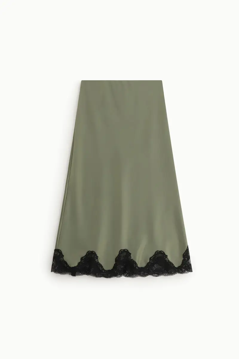 Gonna lunga con bordo in pizzo ondulato