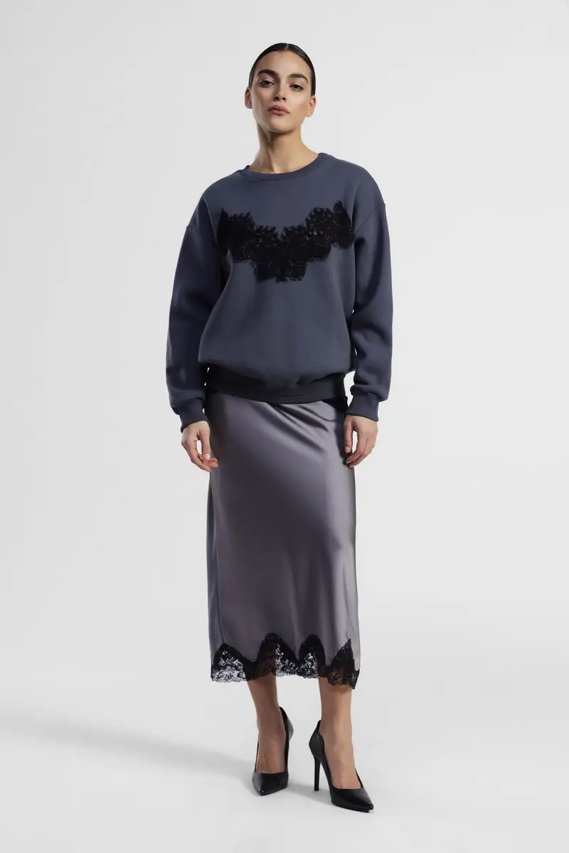 Gonna lunga con bordo smerlato in pizzo miniatura 2