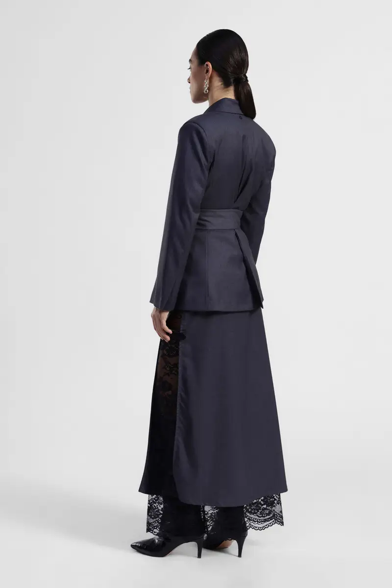 Gonna lunga con dettaglio cintura e pizzo miniatura 3