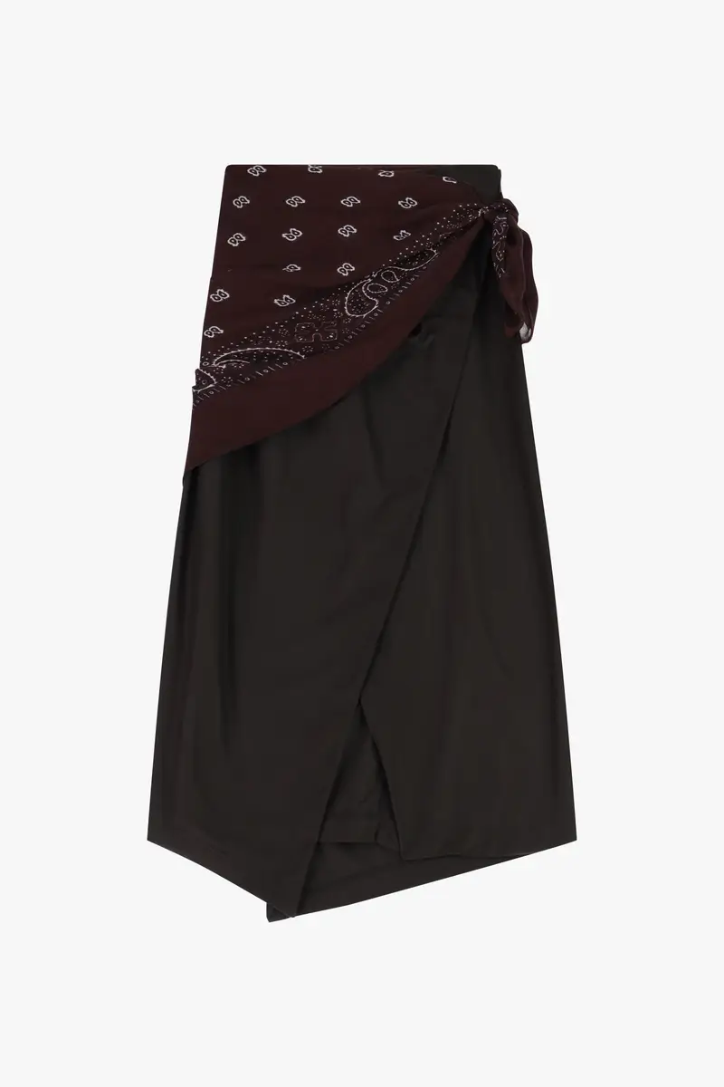 Gonna lunga con dettaglio foulard asimmetrica