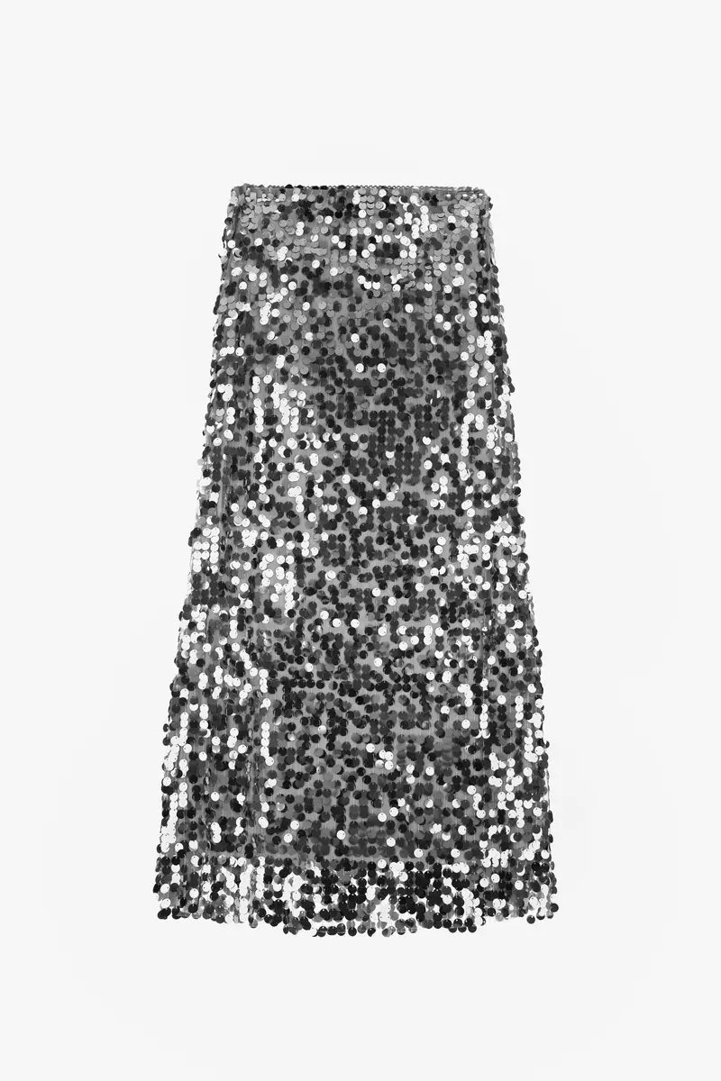 Gonna lunga con paillettes e vita alta