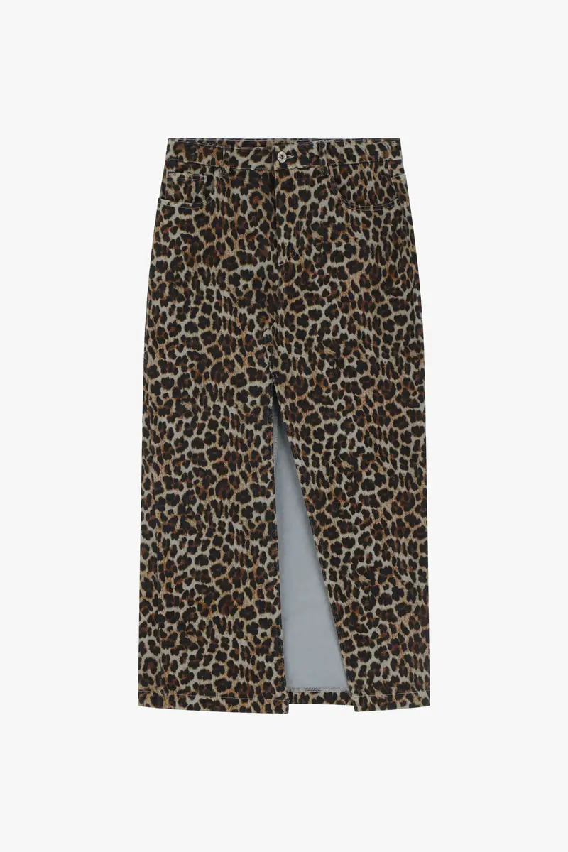 Gonna lunga con spacco e motivo leopardato