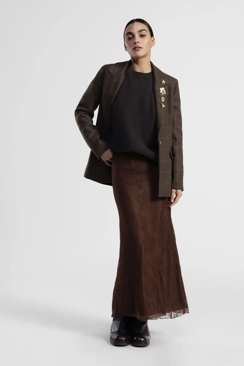 Gonna lunga con strato trasparente e motivo floreale miniatura 2