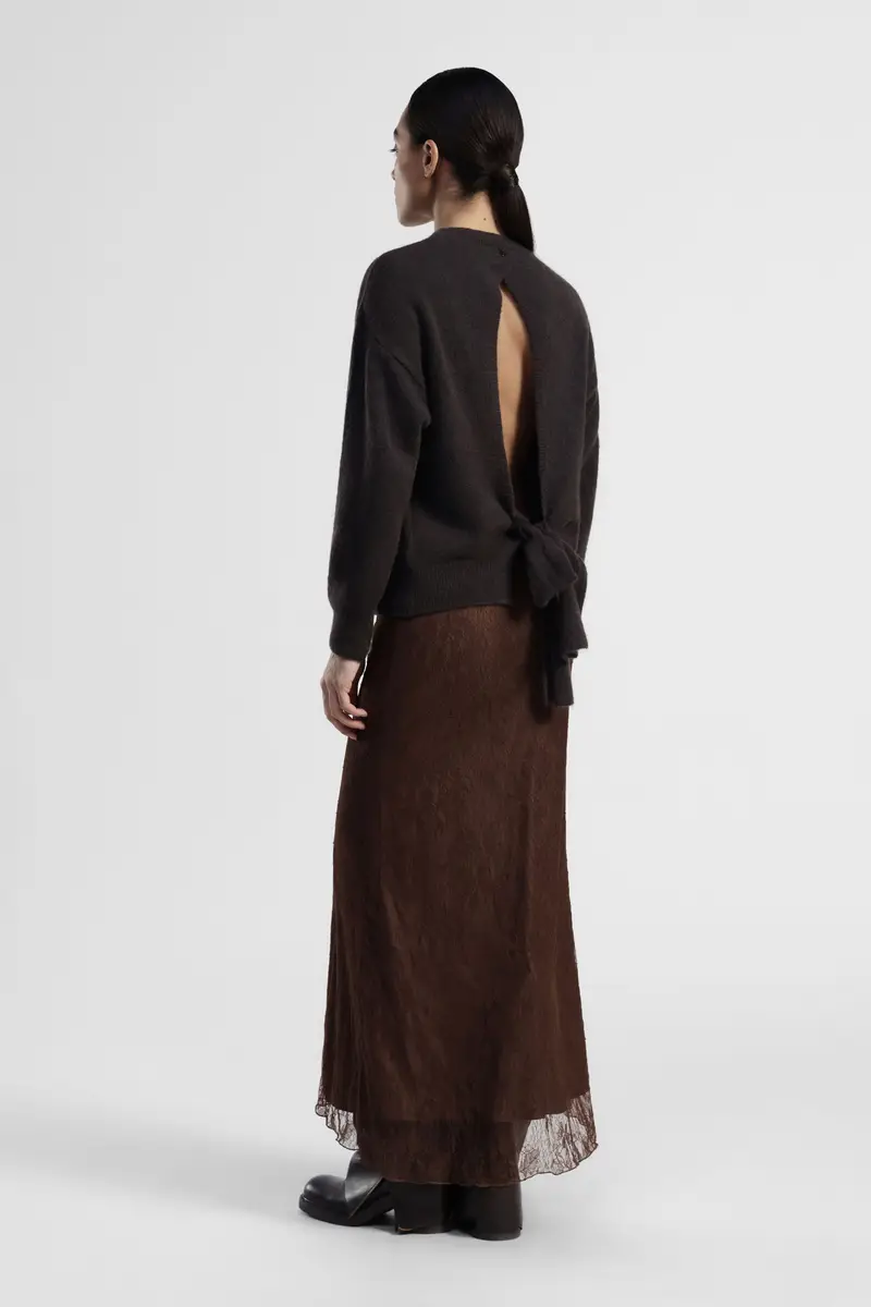 Gonna lunga con strato trasparente e motivo floreale miniatura 3