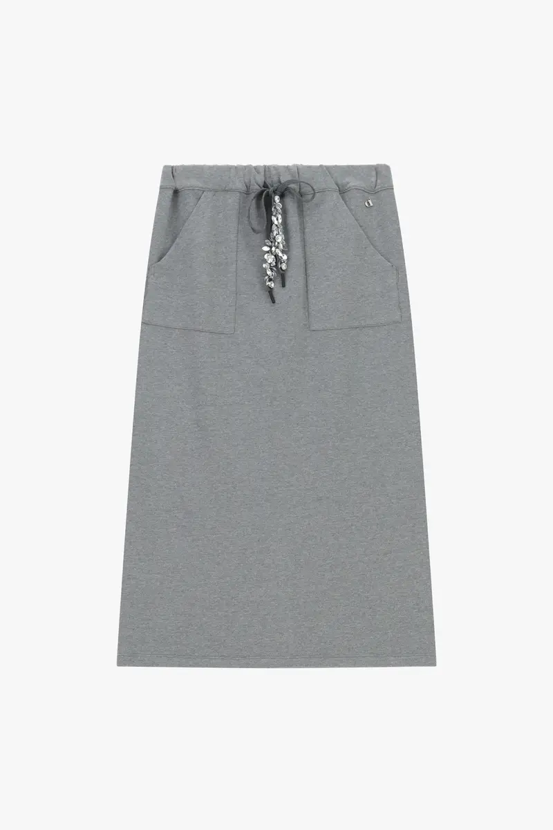 Gonna lunga con tasche frontali e coulisse gioiello