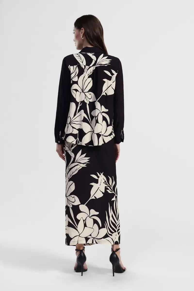 Gonna lunga fantasia floreale con cintura miniatura 3