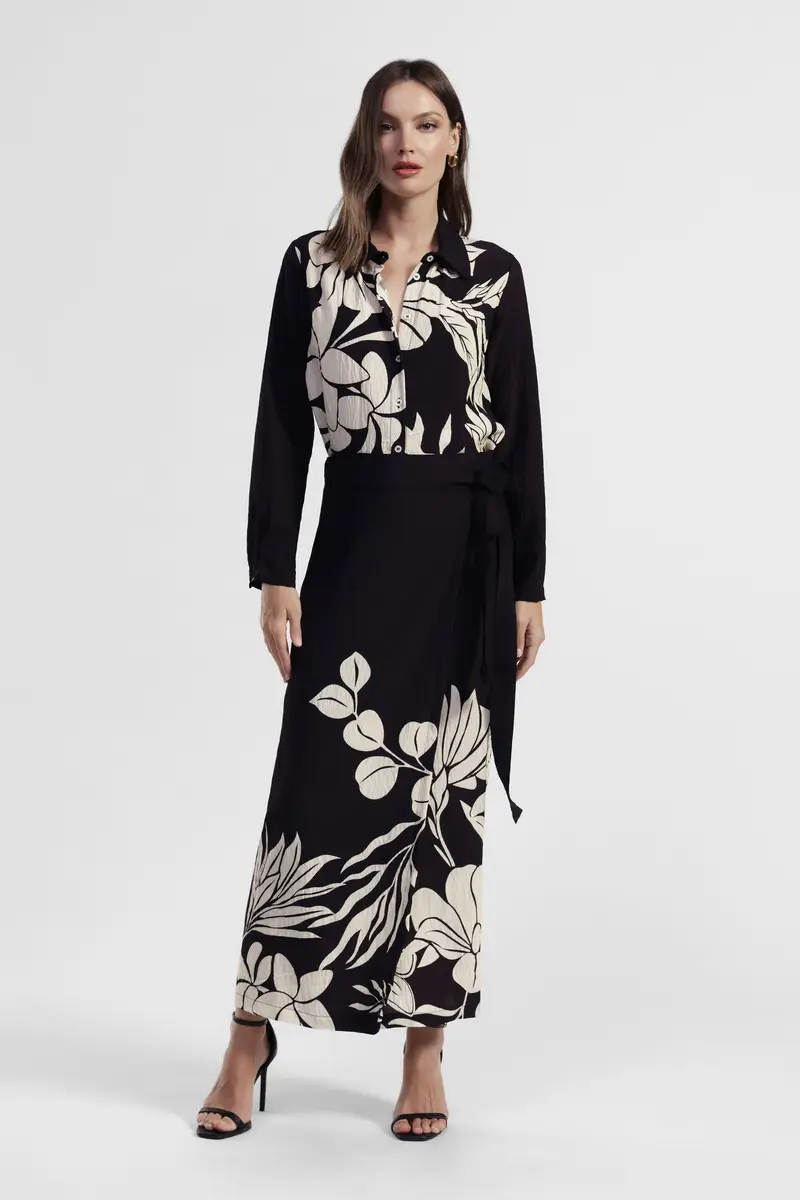 Gonna lunga fantasia floreale con cintura miniatura 2