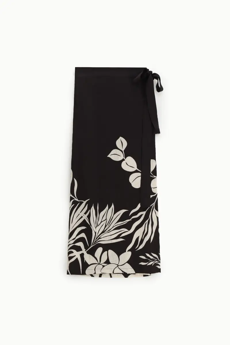 Gonna lunga fantasia floreale con cintura