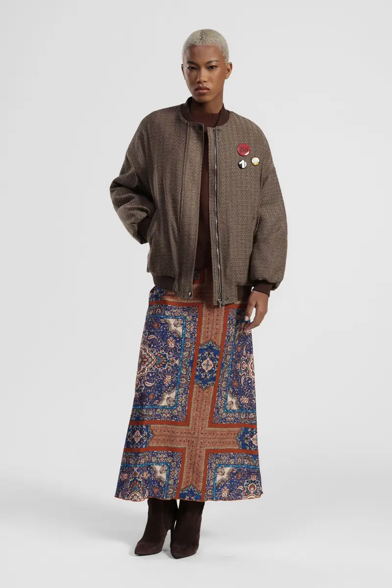 Gonna lunga fantasia geometrica vita alta miniatura 2