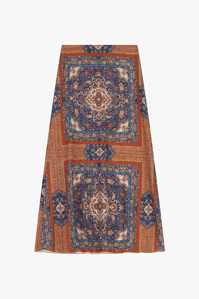 Gonna lunga fantasia geometrica vita alta