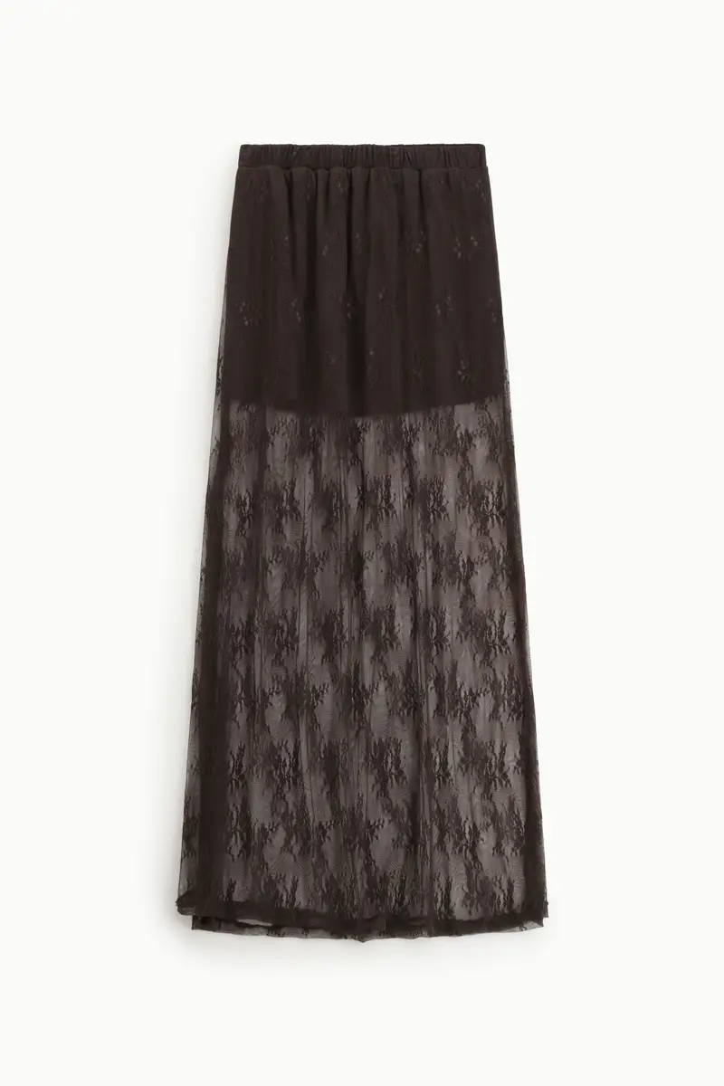 Gonna lunga in pizzo trasparente vita alta