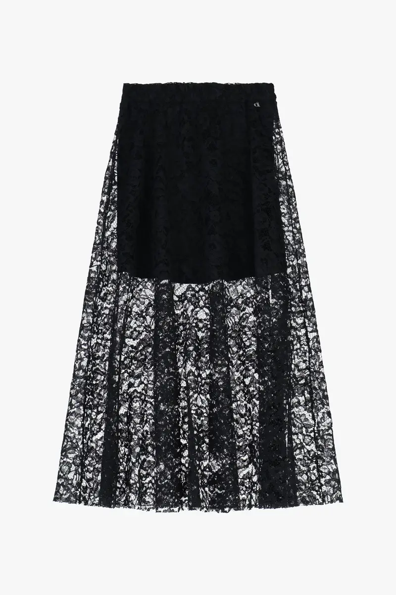 Gonna lunga in pizzo trasparente vita alta