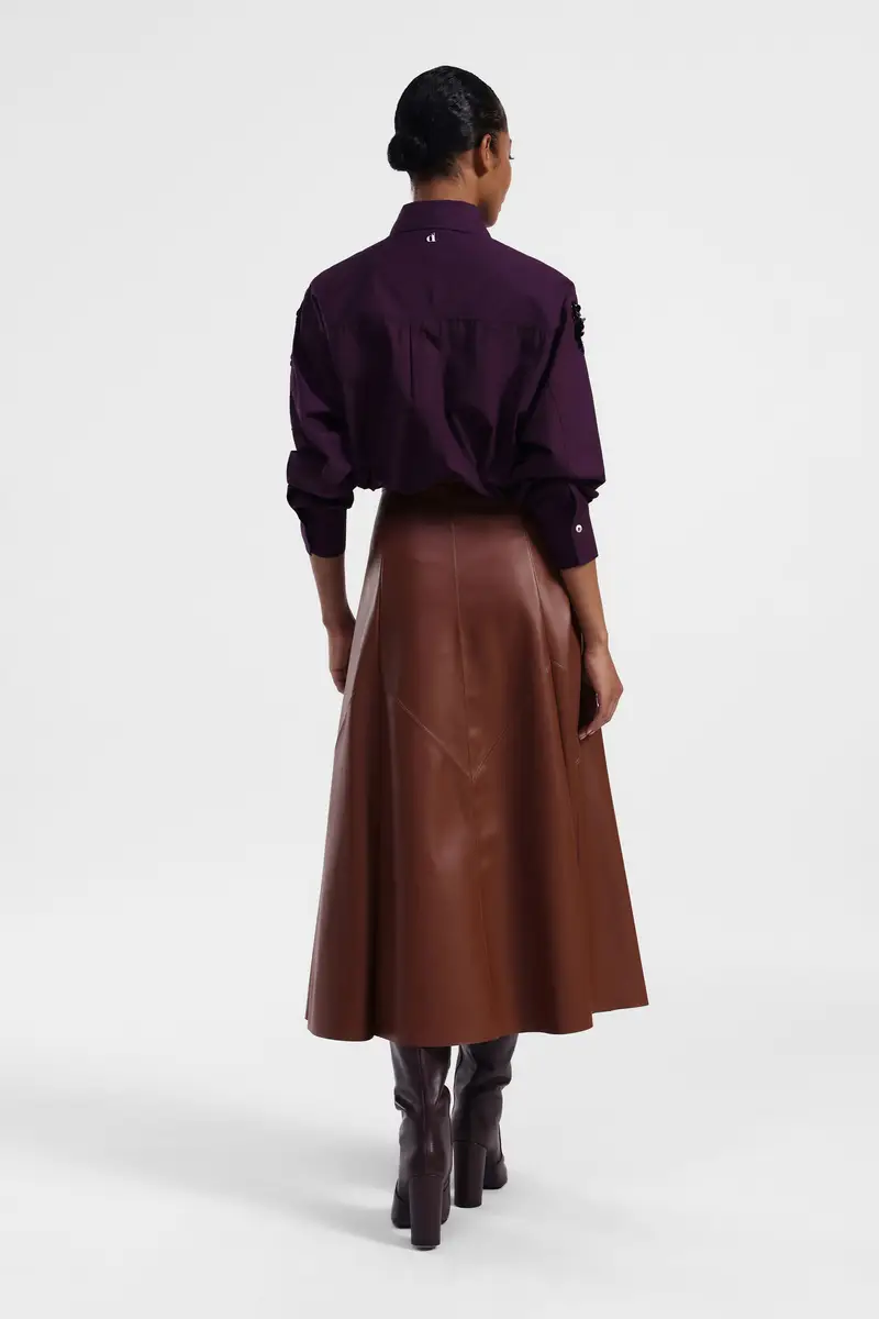 Gonna lunga in similpelle vita alta miniatura 3