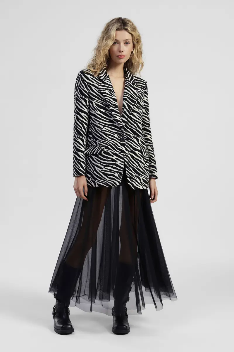 Gonna lunga plissé in tulle vita alta miniatura 2