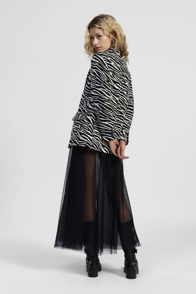 Gonna lunga plissé in tulle vita alta miniatura 3