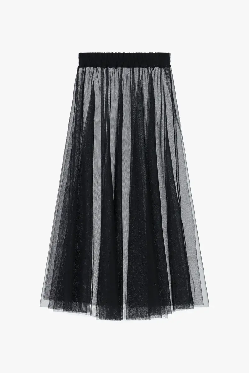 Gonna lunga plissé in tulle vita alta