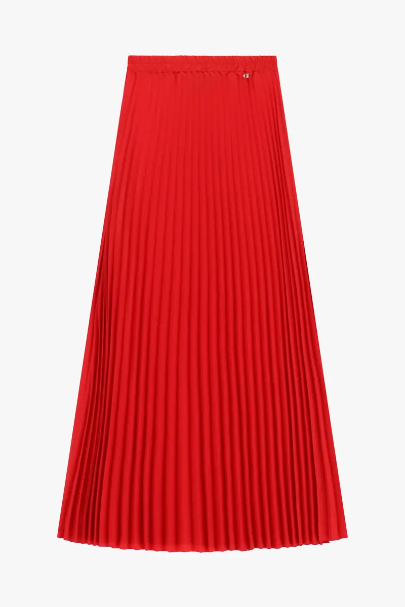 Gonna lunga plissé vita alta tinta unita